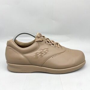 SAS Womens 10W Wide Free Time Sneakers Shoe Beige Leather Walking Comfort Casual